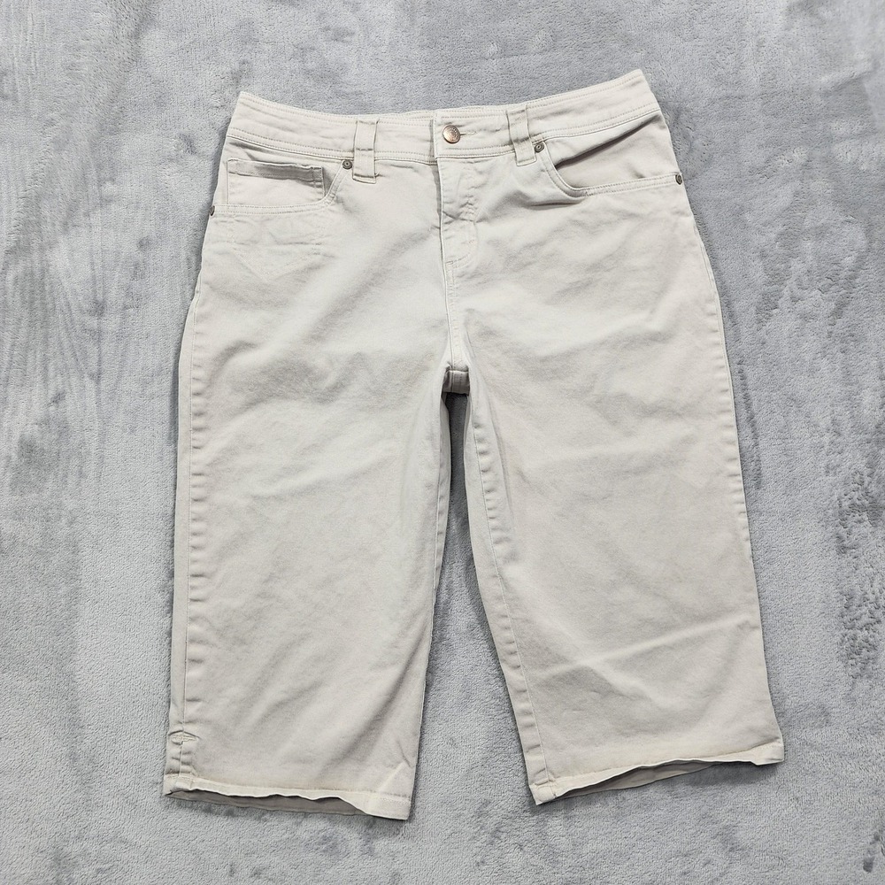 Tribal Shorts Womens 6 Beige Bermuda Skimmer Slit Hem Stretch Casual Summer